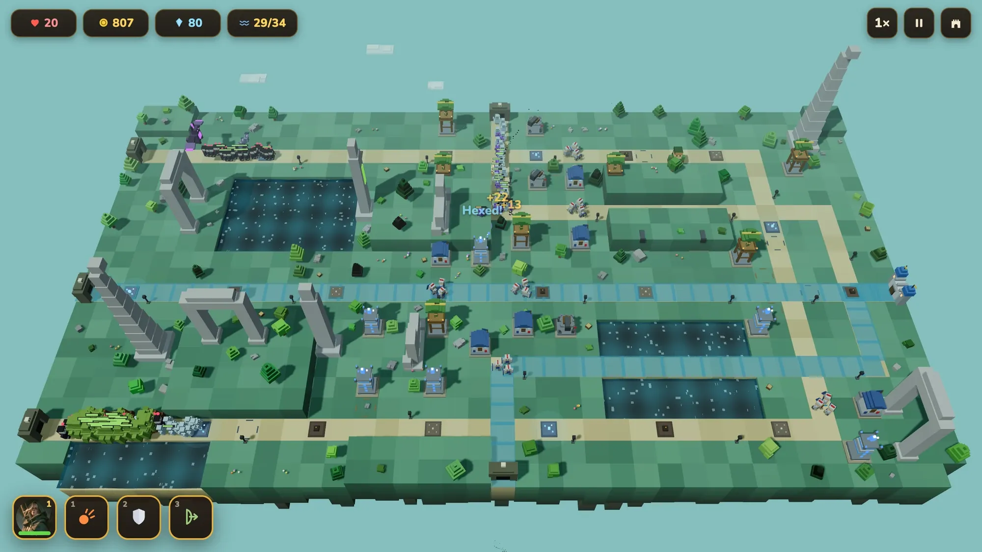 Blockhold, tidereach causeway, the widest board in the game: five roads, and a tide that closes them.
