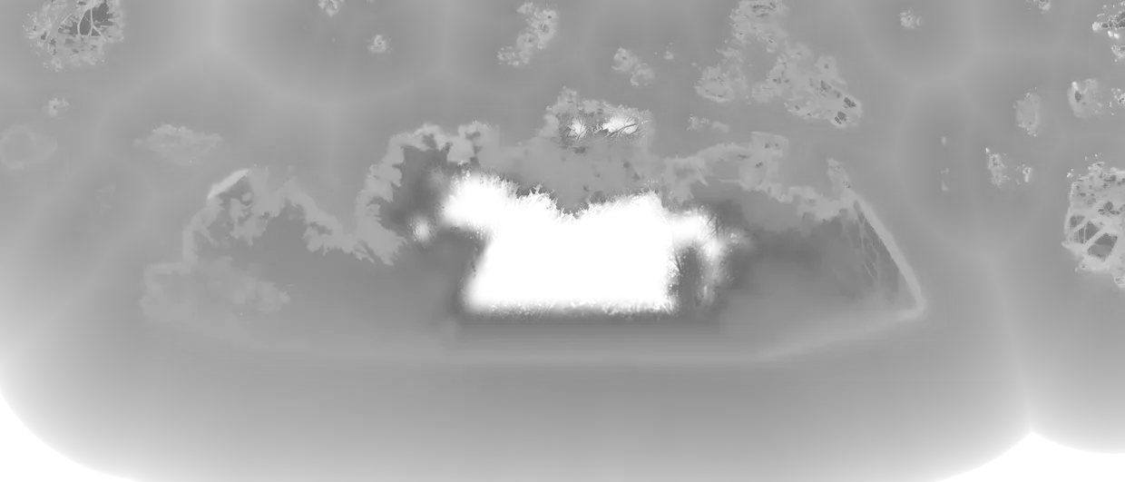 The background trees as depth: mid grey, darkening into the hole where there is nothing on this layer.