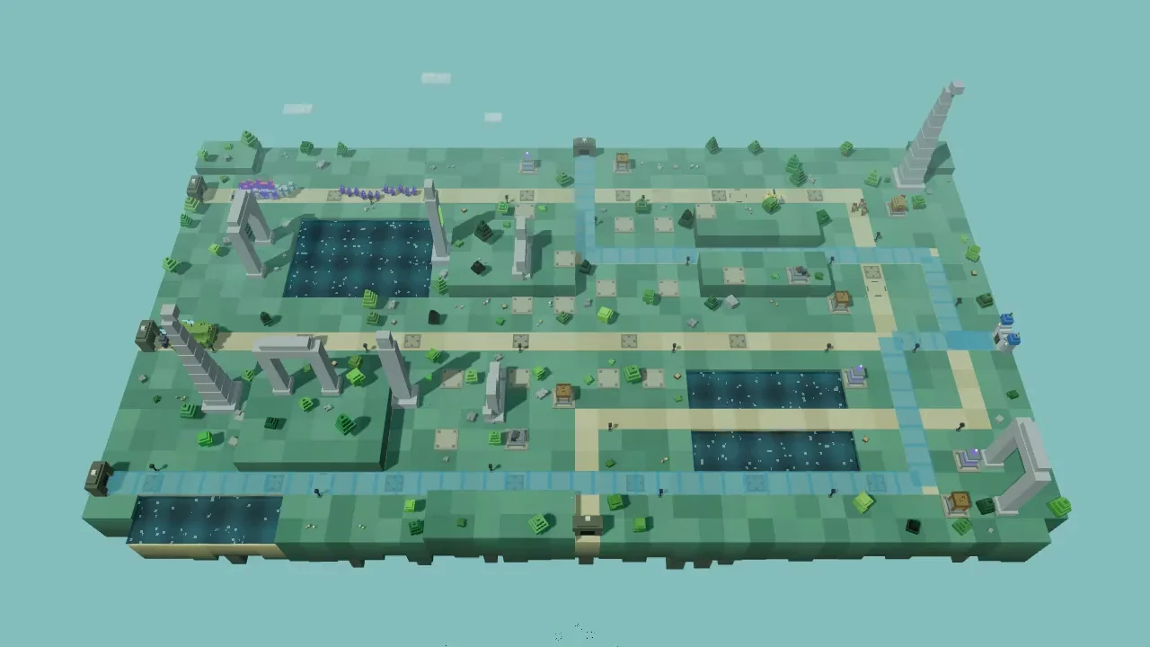 Towers defending the waterways and roads of Tidereach in Blockhold.